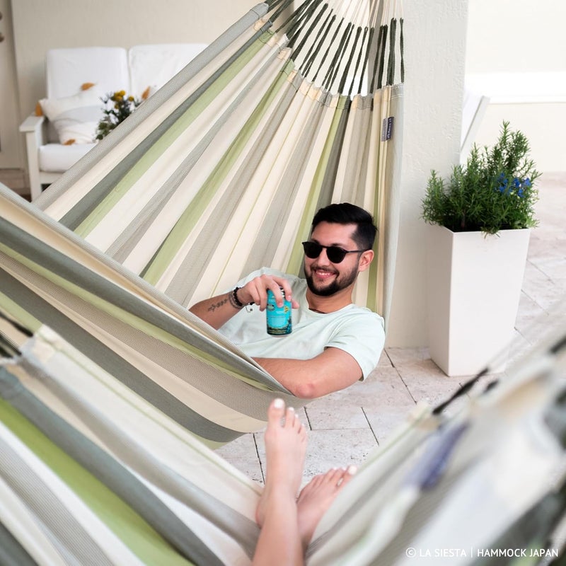 LA SIESTA Domingo Comfort Hammock Chair | Weatherproof Fabric | Spreader bar made of bamboo | 100% polypropylene | swivel: stainless steel | Tear-resistant selvage | Cedar - (W 115 cm) - Image 2